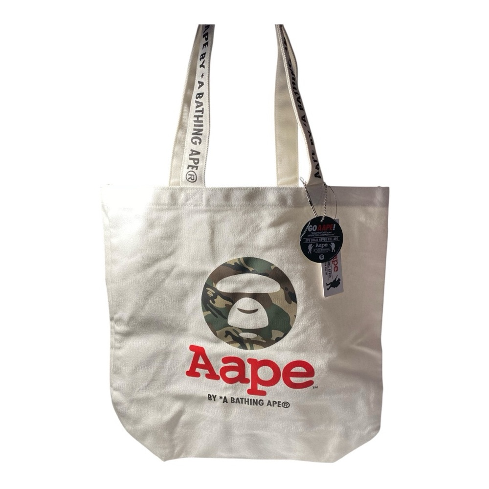 New Aape By A Bathing Ape Tote Bag White Canvas 💯 Cotton